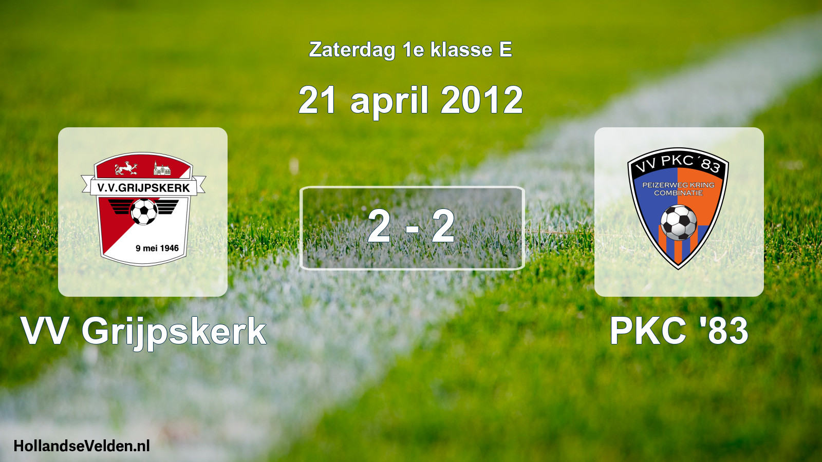 Total number of matches played: VV Grijpskerk - PKC '83 2 - 2 (21 April 2012)