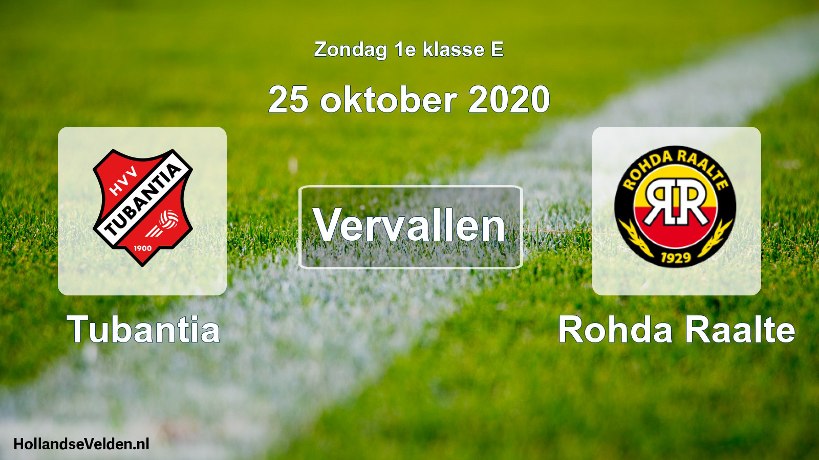 Scheduled Match: Tubantia - Rohda Raalte (25 October 2020)