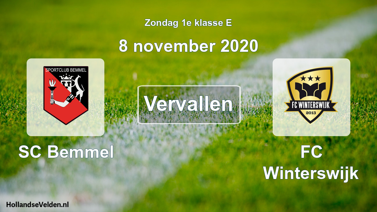 Scheduled Match: SC Bemmel - FC Winterswijk (8 November 2020)