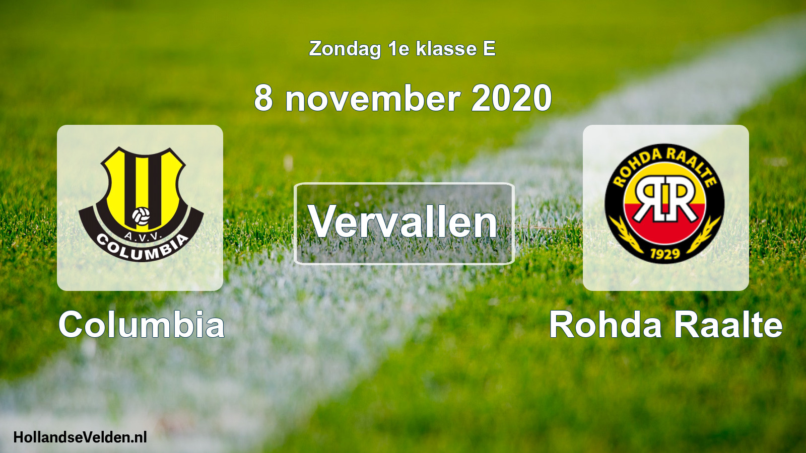 Scheduled Match: Columbia - Rohda Raalte (8 November 2020)