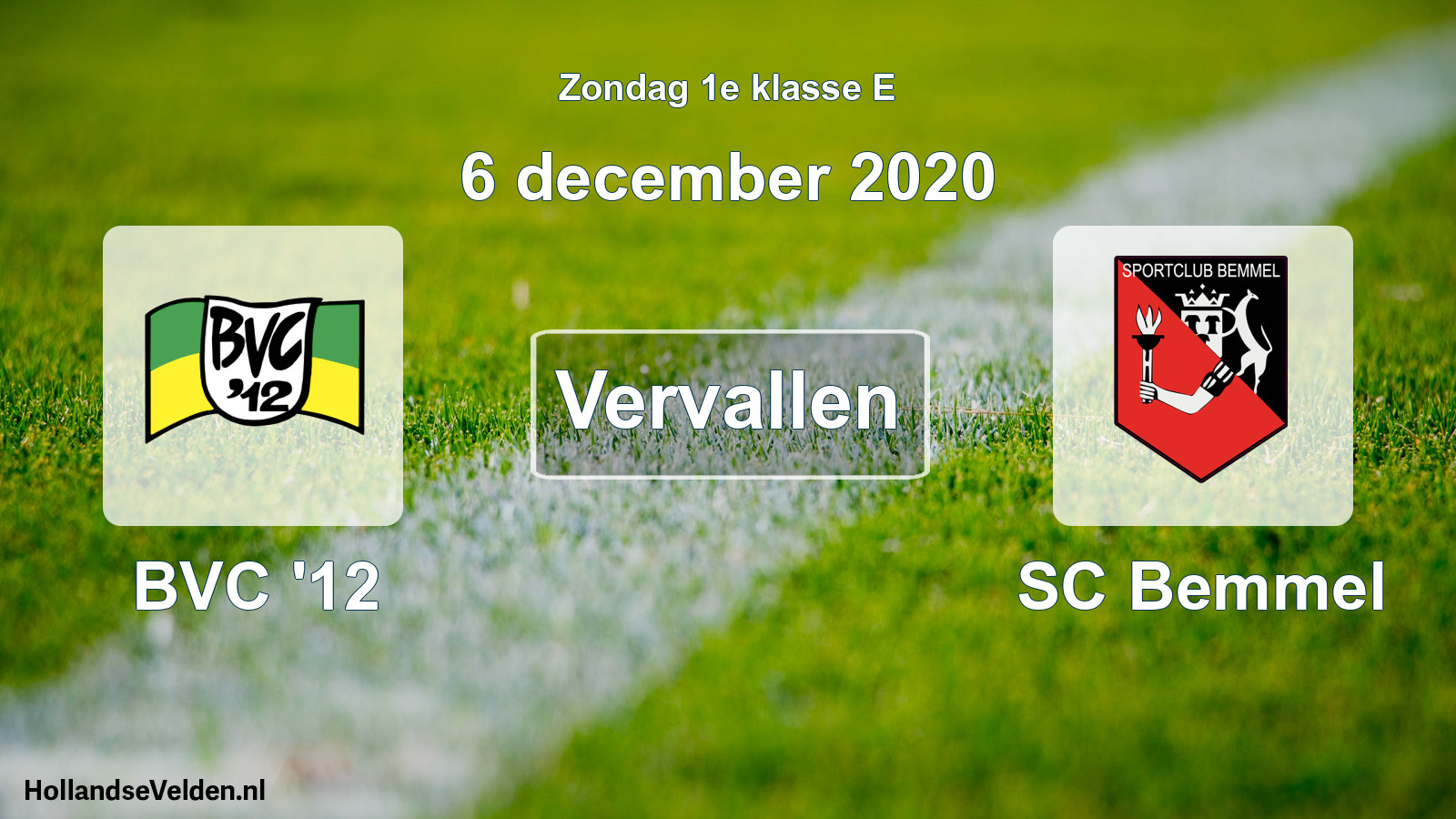 Scheduled Match: BVC '12 - SC Bemmel (6 December 2020)