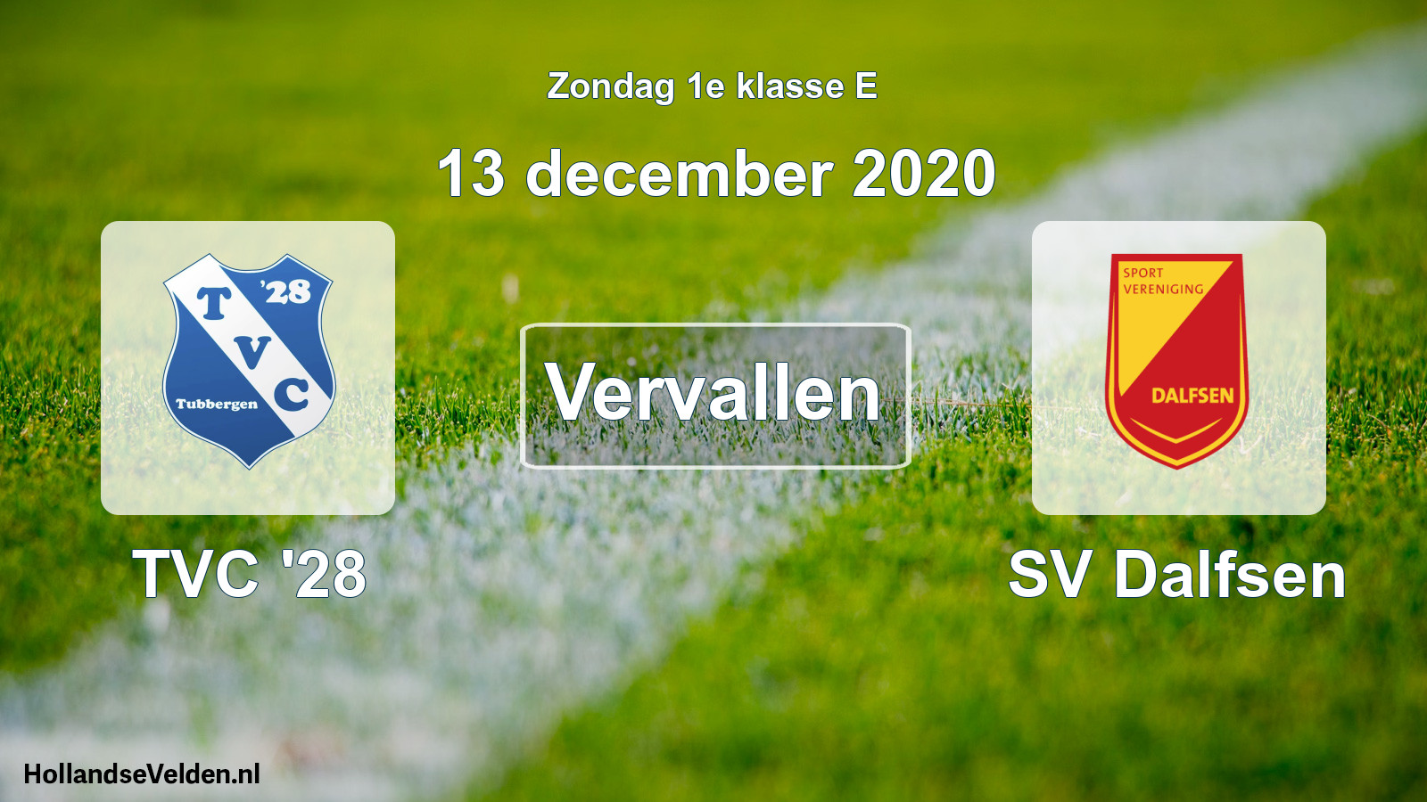 Scheduled Match: TVC '28 - SV Dalfsen (13 December 2020)