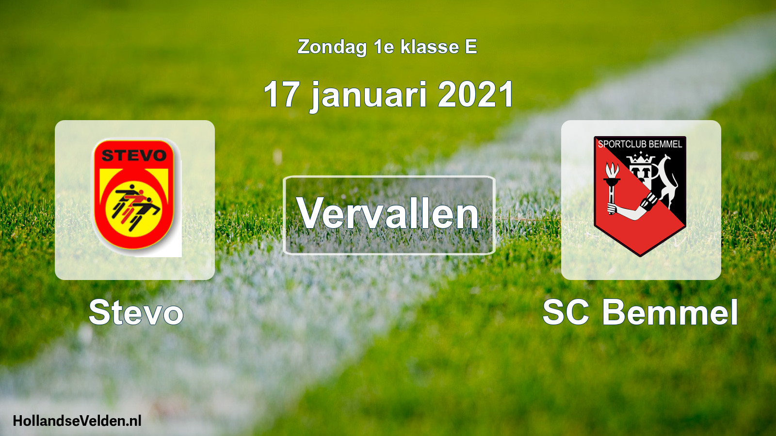 Scheduled Match: Stevo - SC Bemmel (17 January 2021)