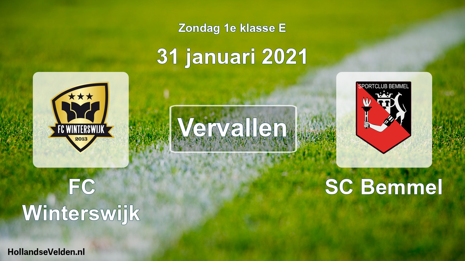 Scheduled Match: FC Winterswijk - SC Bemmel (31 January 2021)
