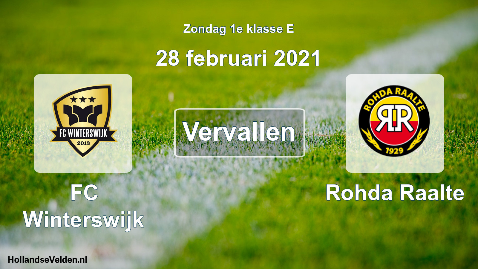 Scheduled Match: FC Winterswijk - Rohda Raalte (28 February 2021)