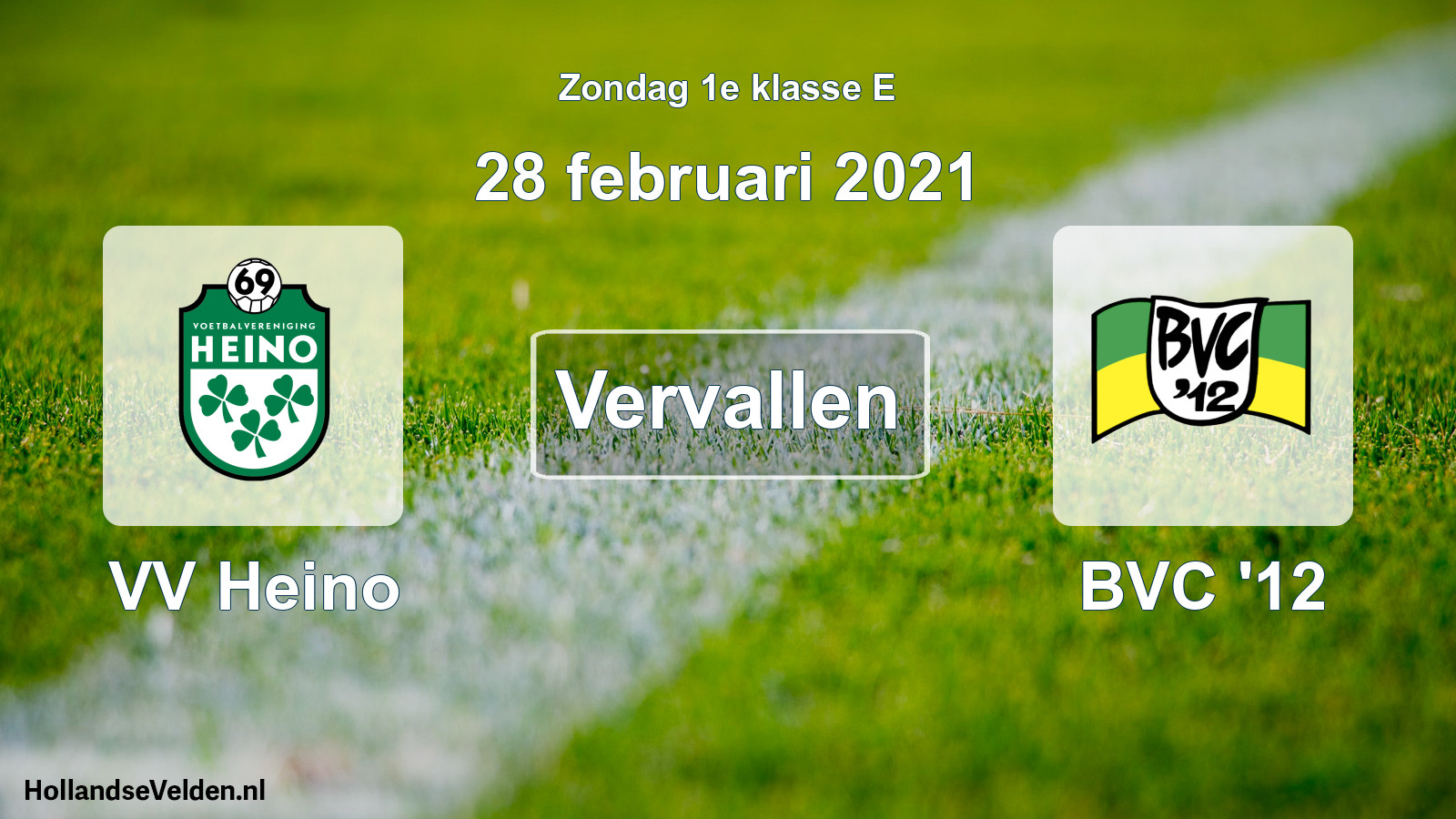 Scheduled Match: VV Heino - BVC '12 (28 February 2021)