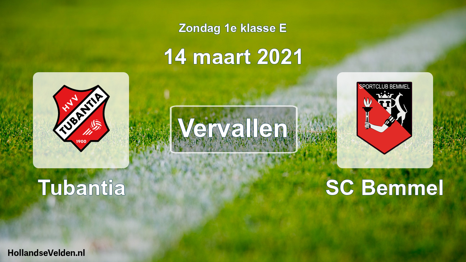 Scheduled Match: Tubantia - SC Bemmel (14 March 2021)