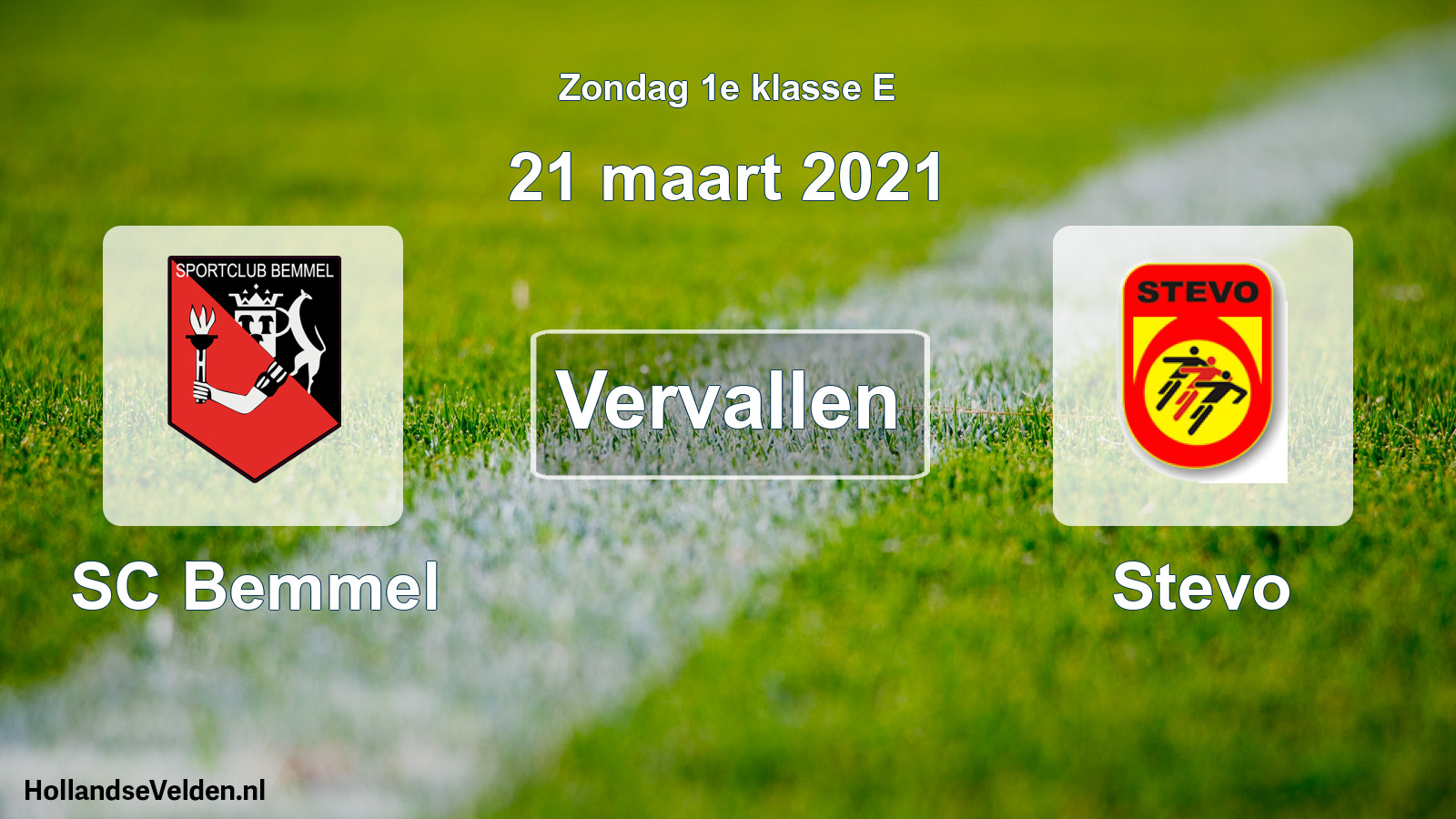 Scheduled Match: SC Bemmel - Stevo (21 March 2021)