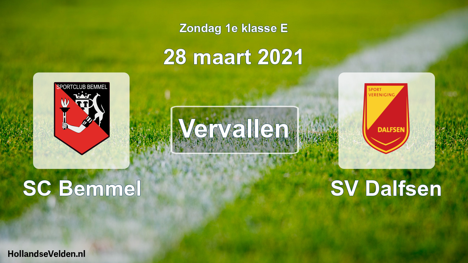 Scheduled Match: SC Bemmel - SV Dalfsen (28 March 2021)