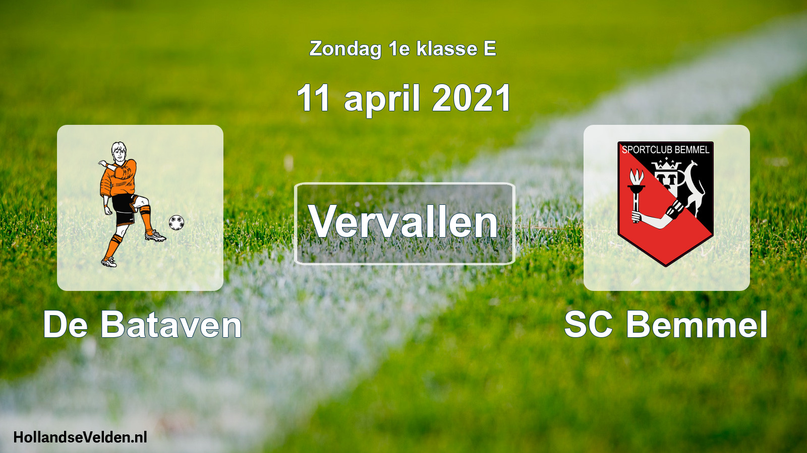 Scheduled Match: De Bataven - SC Bemmel (11 April 2021)
