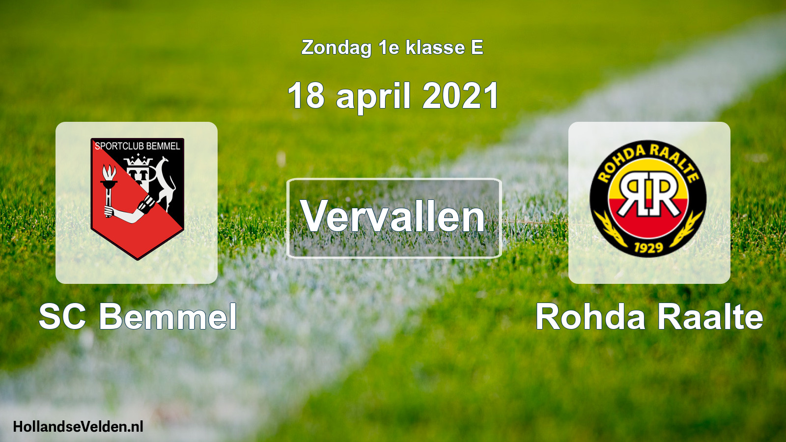 Scheduled Match: SC Bemmel - Rohda Raalte (18 April 2021)