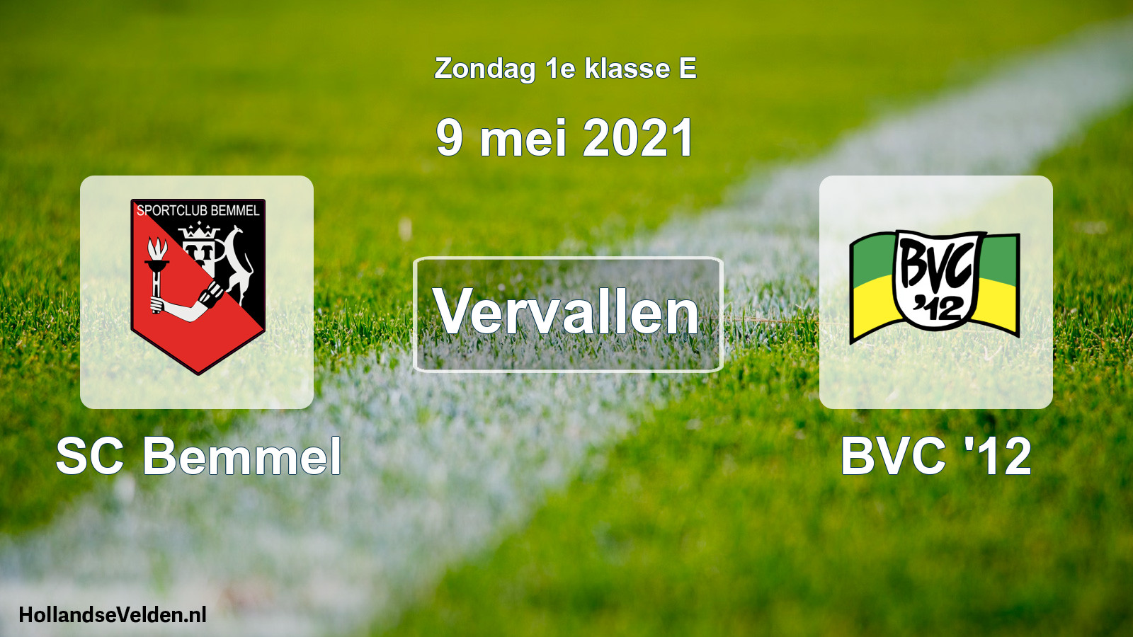 Scheduled Match: SC Bemmel - BVC '12 (9 May 2021)