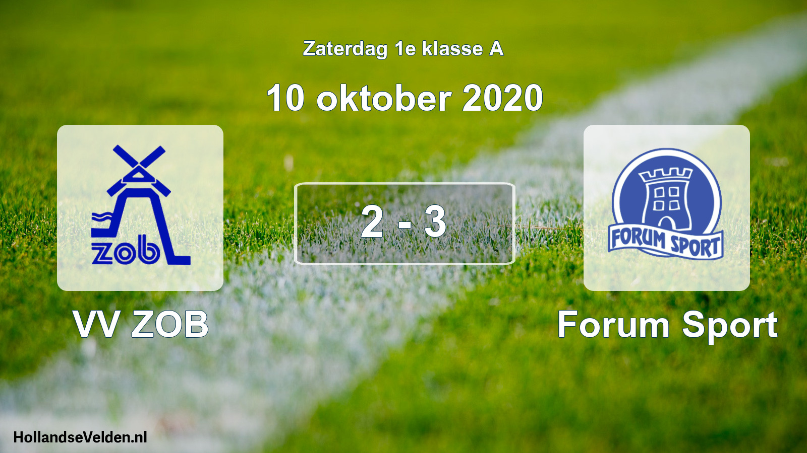Total number of matches played: VV ZOB - Forum Sport 2 - 3 (10 October 2020)