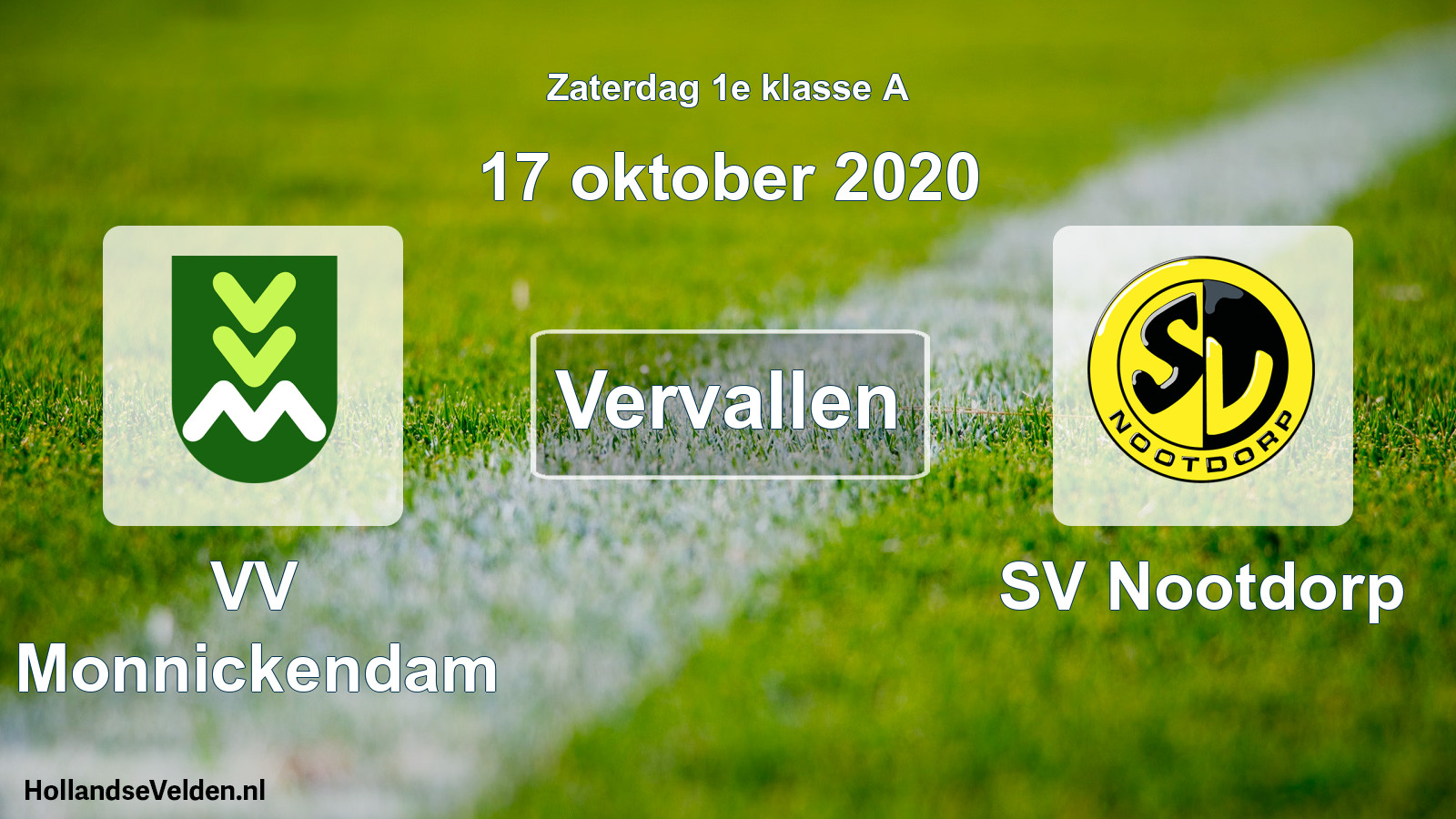 Scheduled Match: VV Monnickendam - SV Nootdorp (17 October 2020)