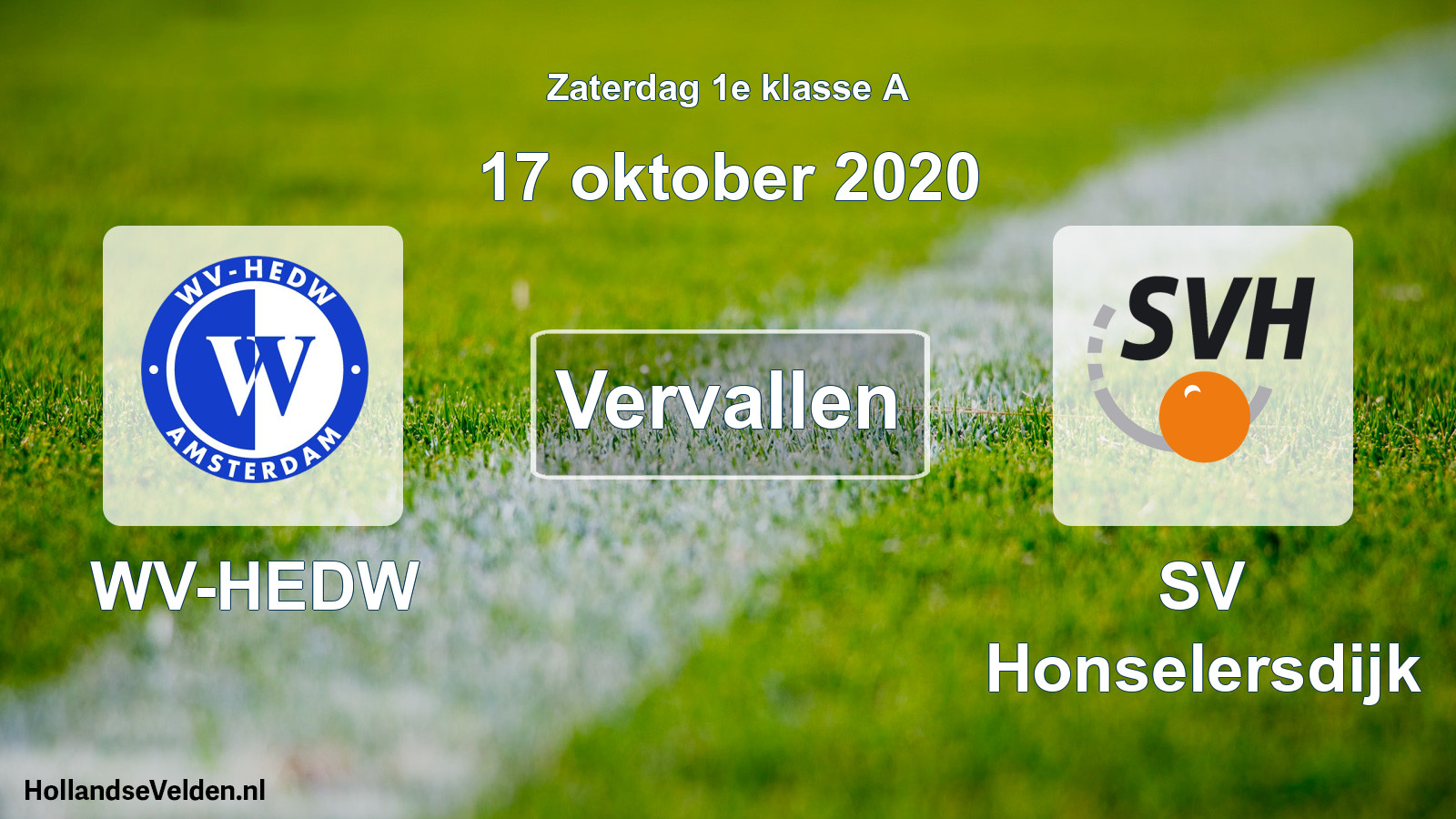 Scheduled Match: WV-HEDW - SV Honselersdijk (17 October 2020)
