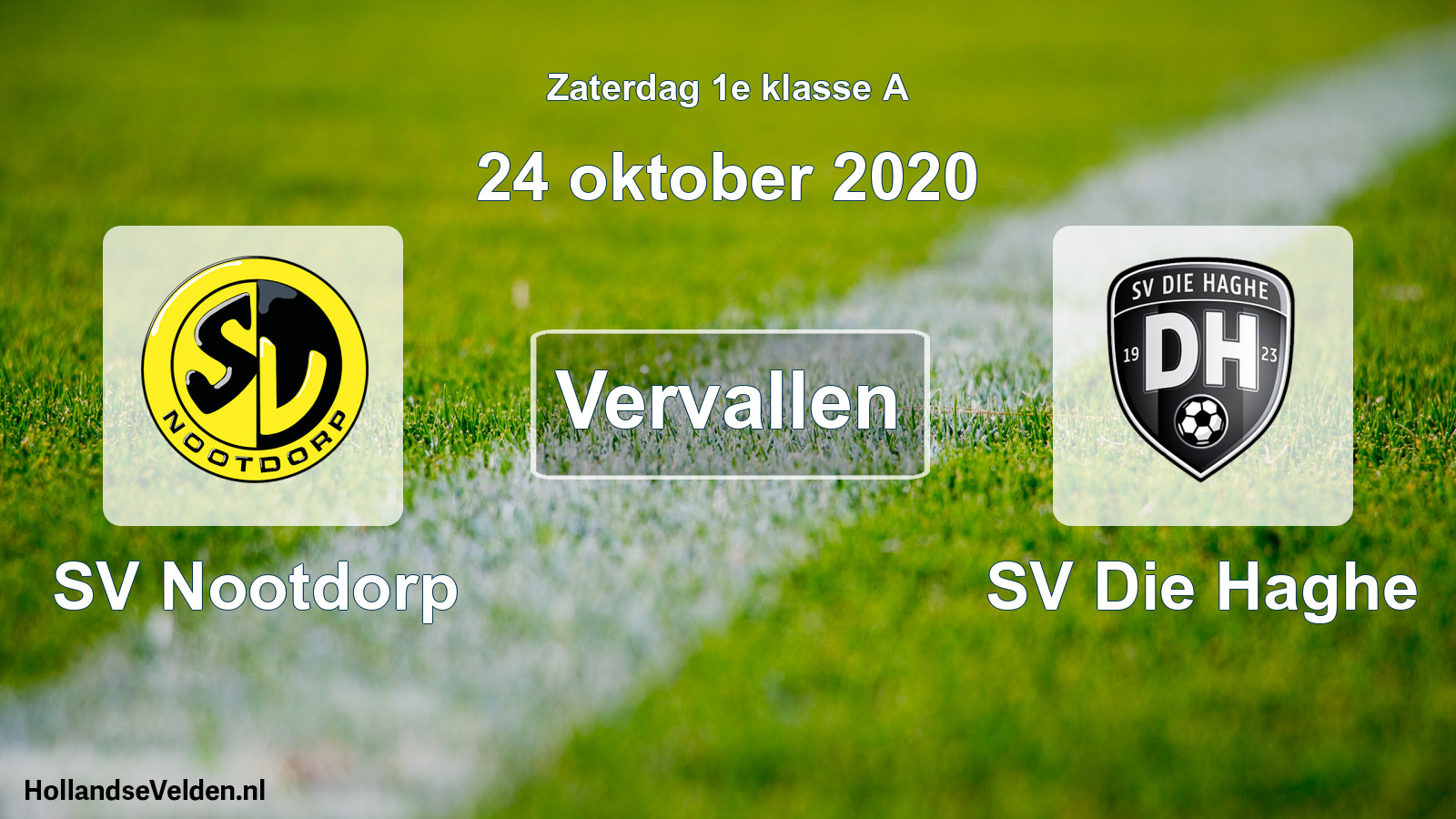 Scheduled Match: SV Nootdorp - SV Die Haghe (24 October 2020)