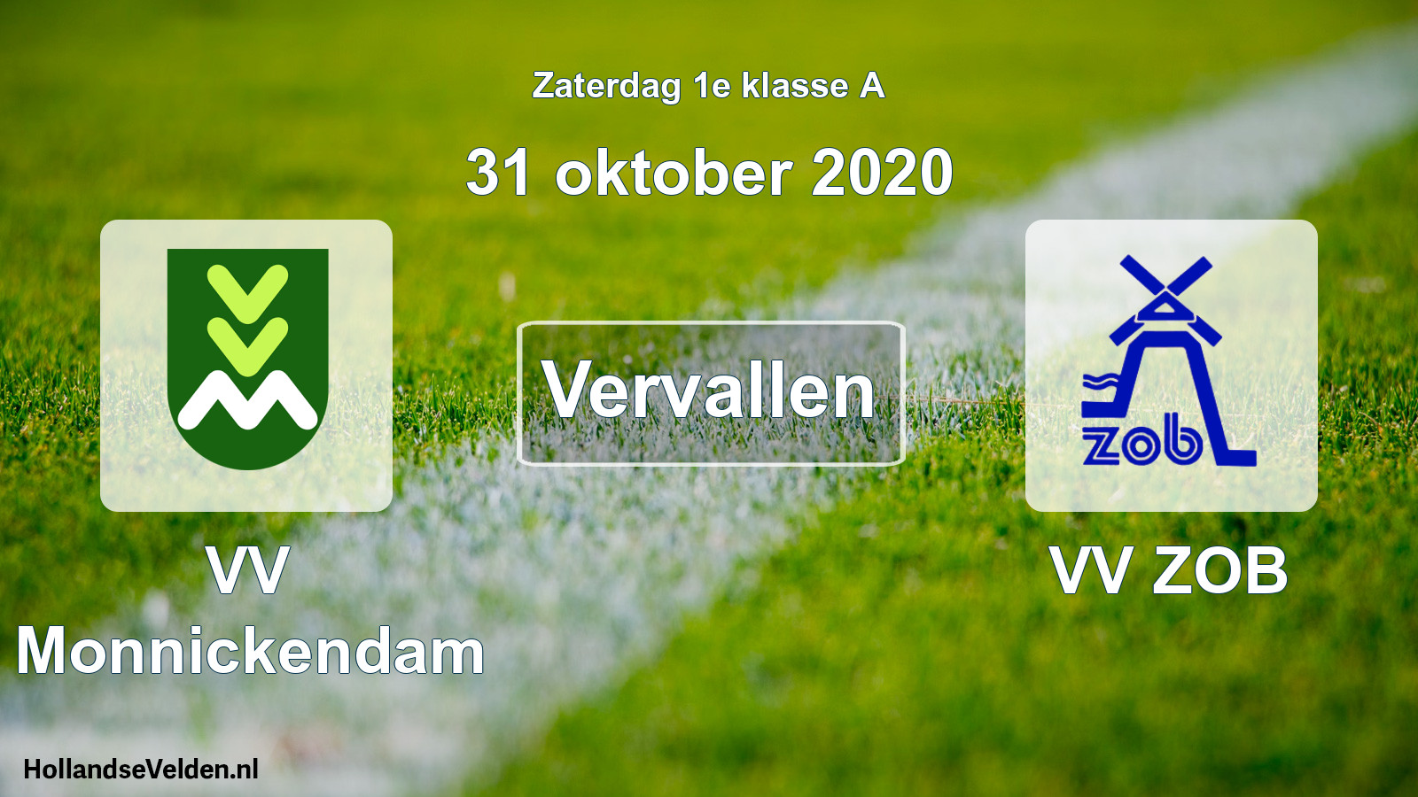 Scheduled Match: VV Monnickendam - VV ZOB (31 October 2020)