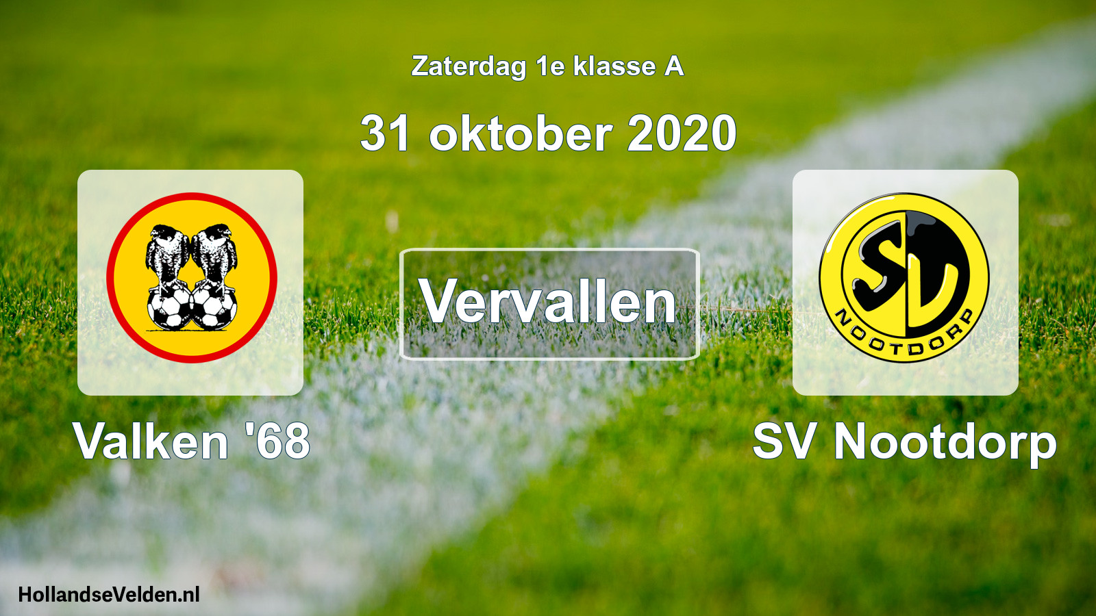 Scheduled Match: Valken '68 - SV Nootdorp (31 October 2020)