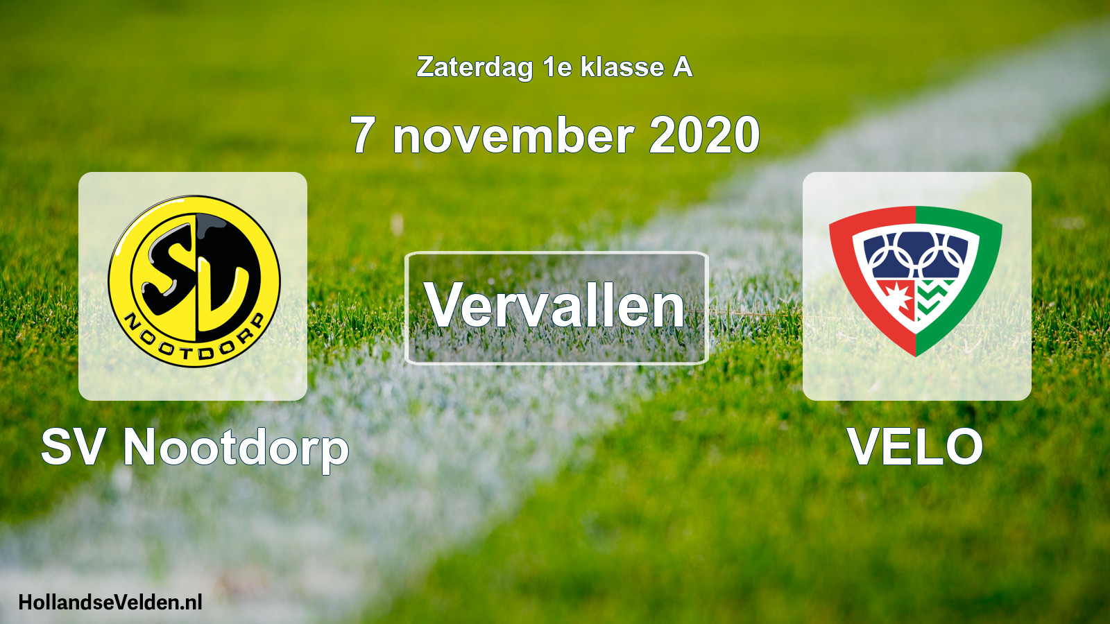 Scheduled Match: SV Nootdorp - VELO (7 November 2020)