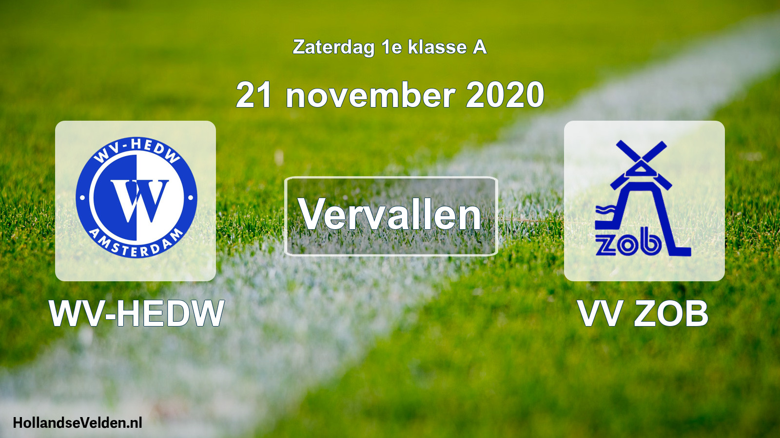 Scheduled Match: WV-HEDW - VV ZOB (21 November 2020)