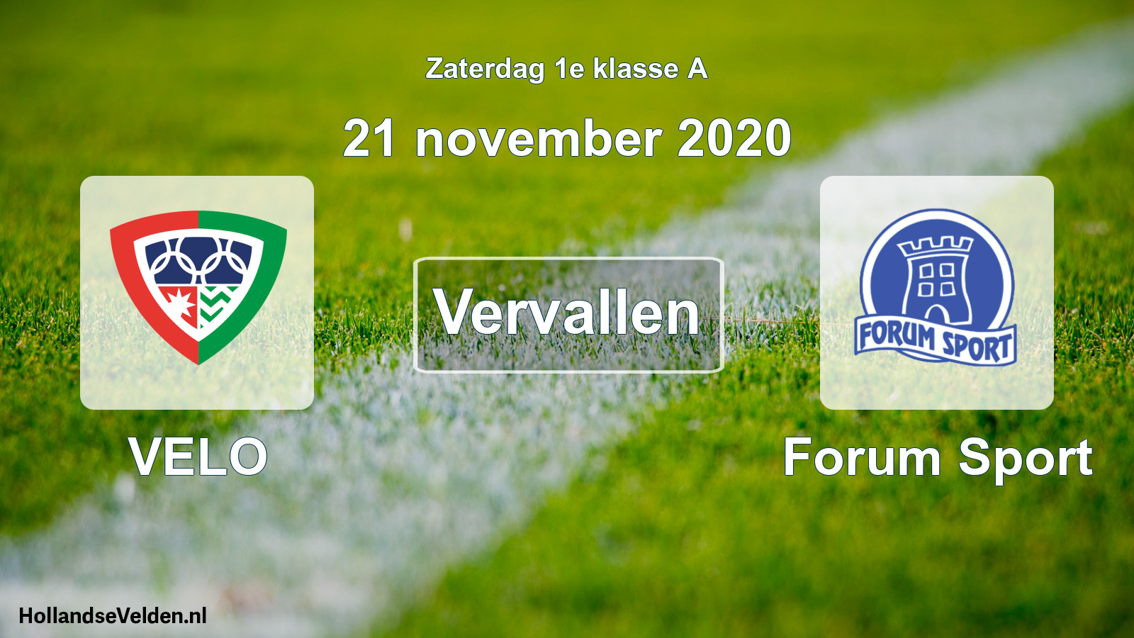 Scheduled Match: VELO - Forum Sport (21 November 2020)