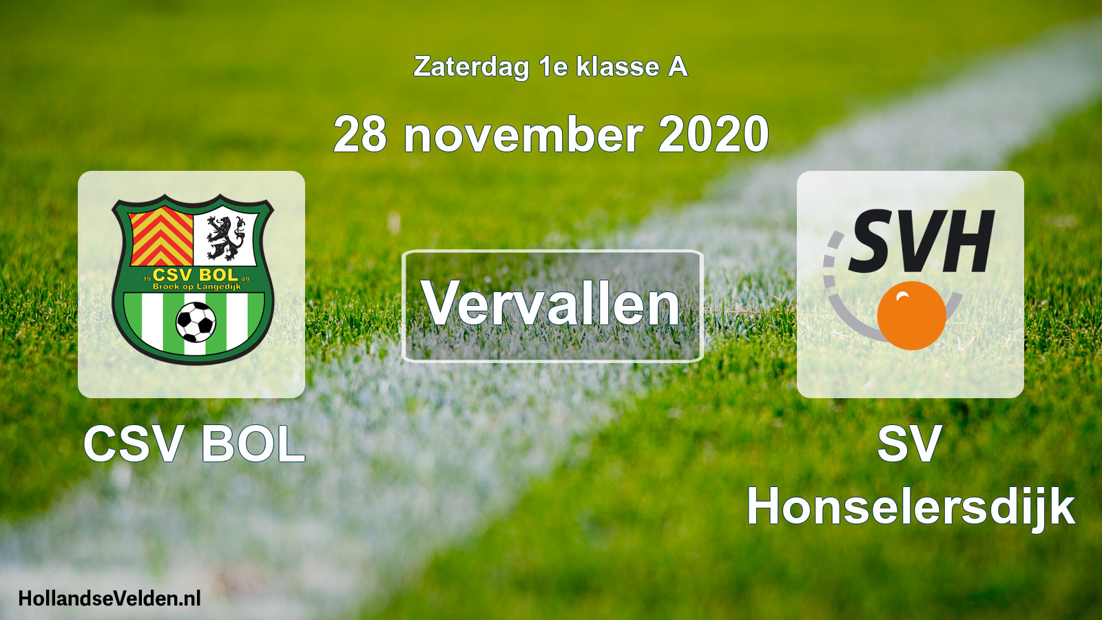 Scheduled Match: CSV BOL - SV Honselersdijk (28 November 2020)