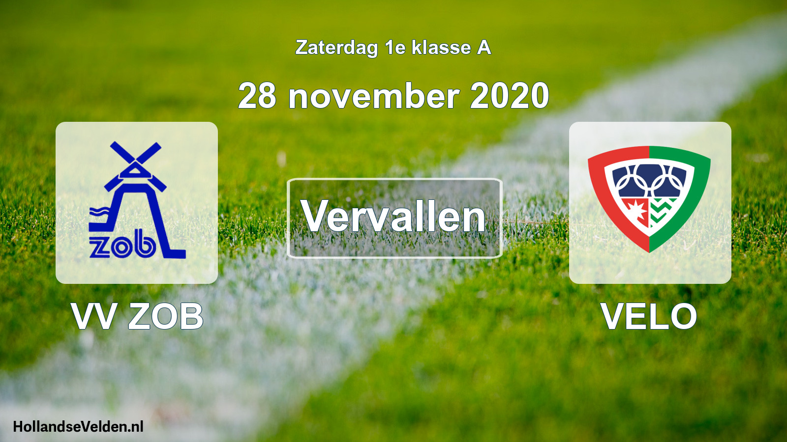 Scheduled Match: VV ZOB - VELO (28 November 2020)
