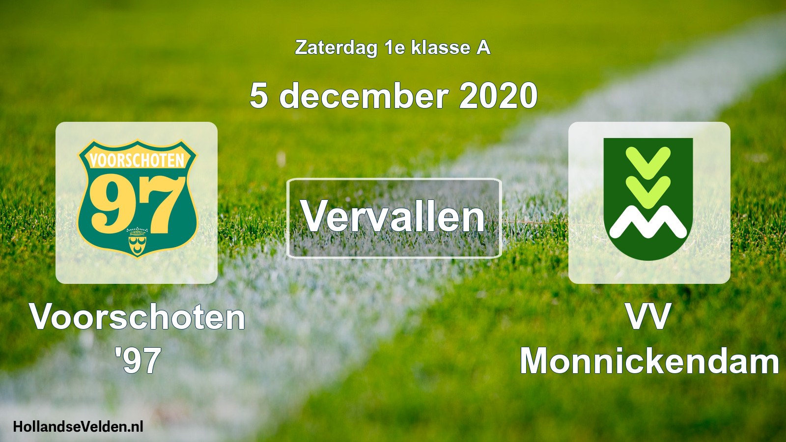 Scheduled Match: Voorschoten '97 - VV Monnickendam (5 December 2020)