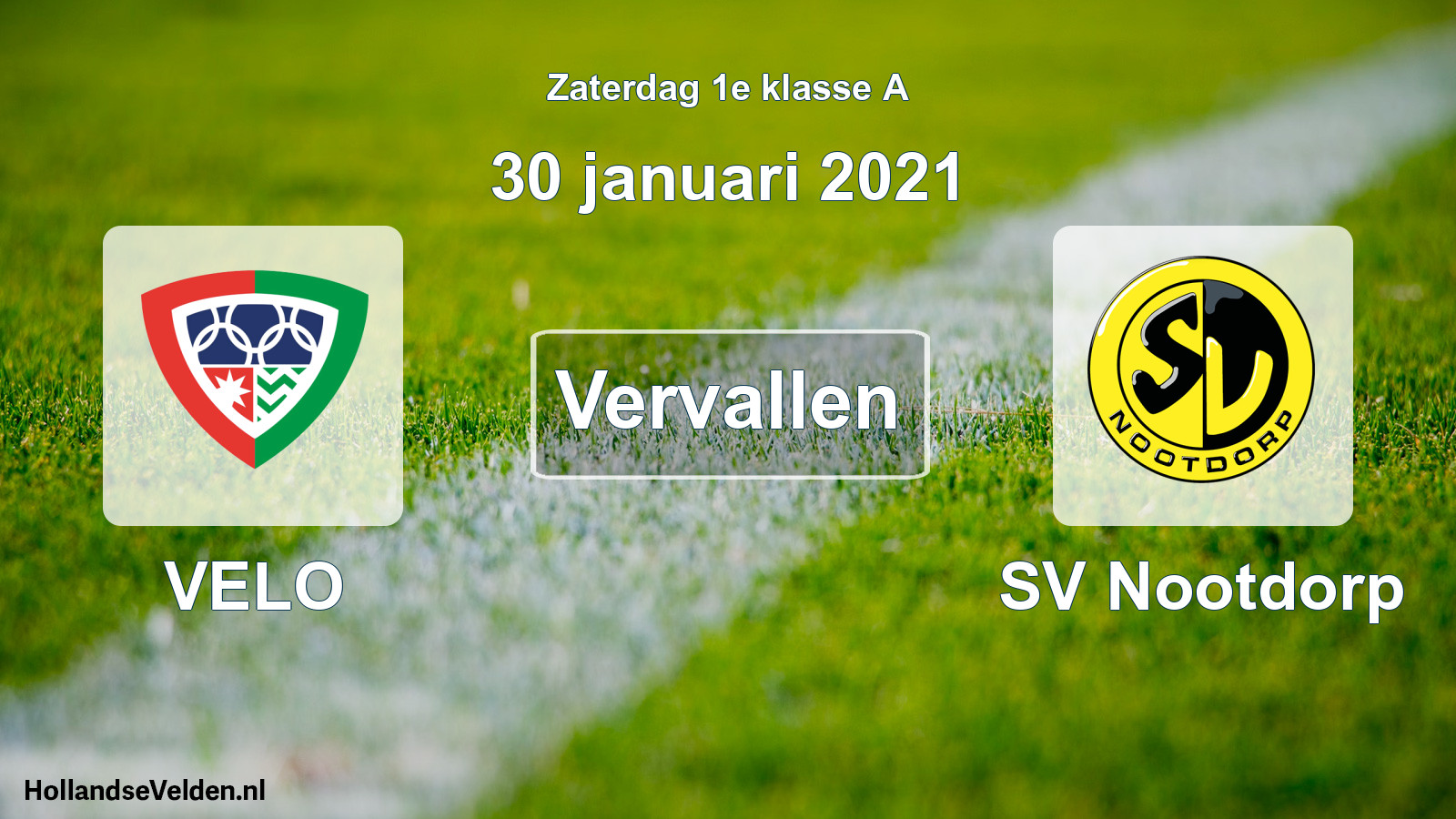 Scheduled Match: VELO - SV Nootdorp (30 January 2021)