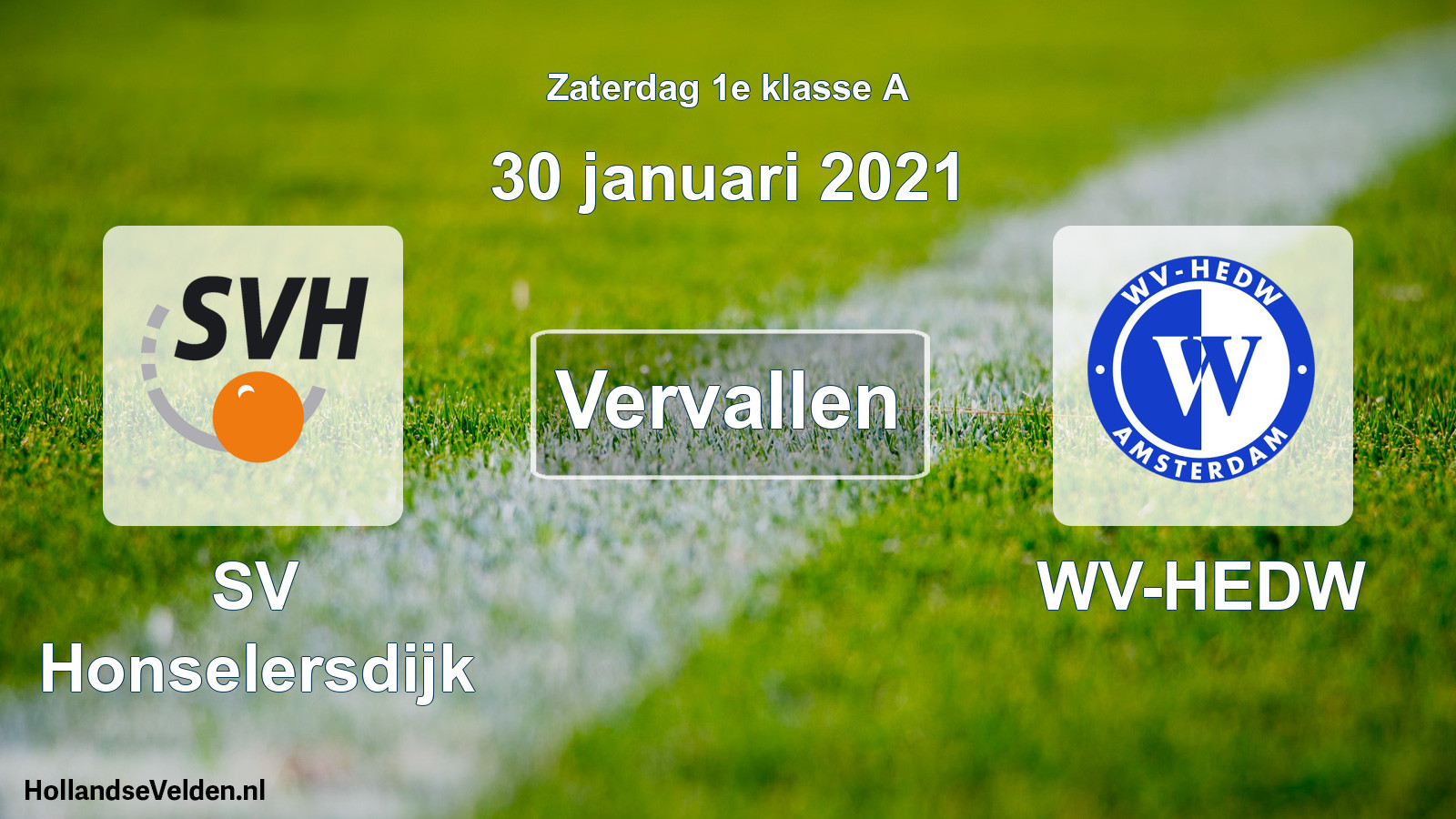 Scheduled Match: SV Honselersdijk - WV-HEDW (30 January 2021)