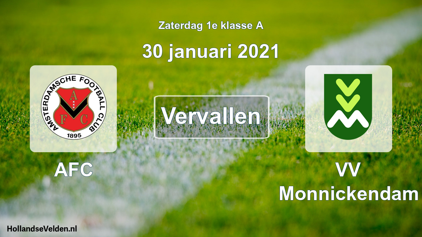 Scheduled Match: AFC - VV Monnickendam (30 January 2021)