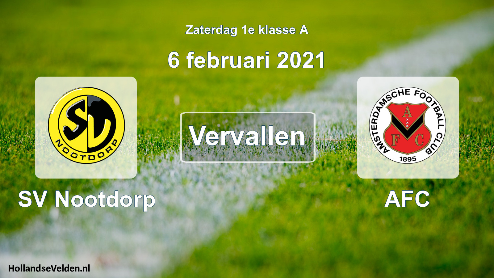 Scheduled Match: SV Nootdorp - AFC (6 February 2021)