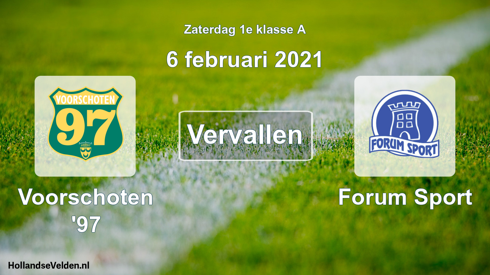 Scheduled Match: Voorschoten '97 - Forum Sport (6 February 2021)