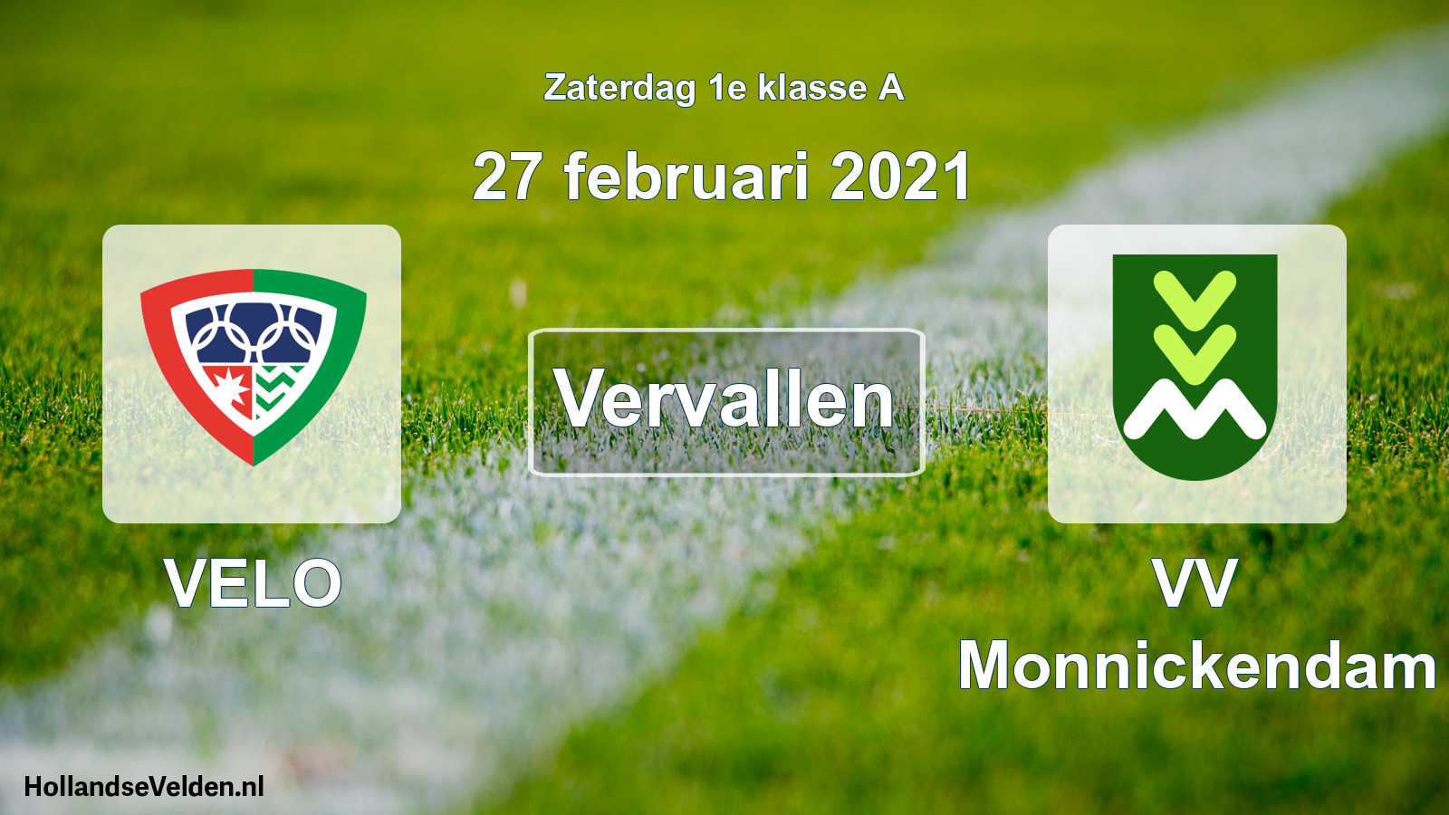Scheduled Match: VELO - VV Monnickendam (27 February 2021)