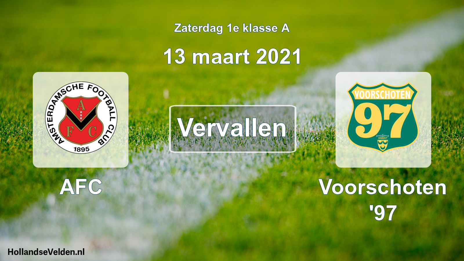 Scheduled Match: AFC - Voorschoten '97 (13 March 2021)