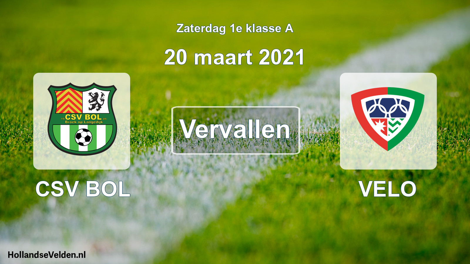 Scheduled Match: CSV BOL - VELO (20 March 2021)