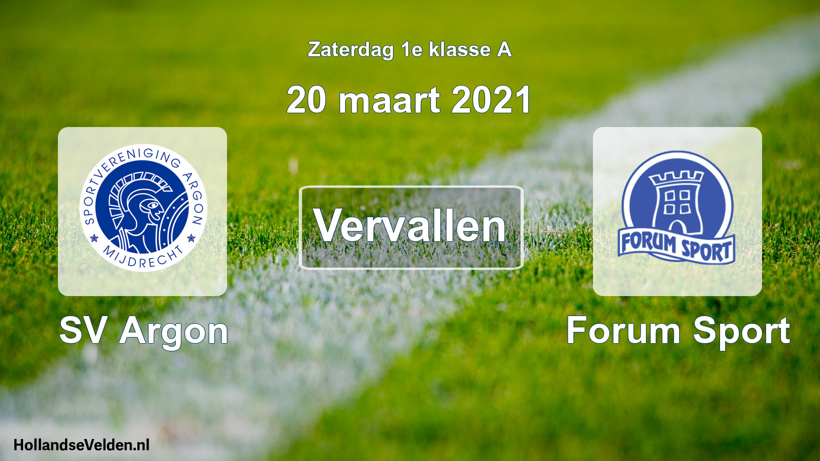 Scheduled Match: SV Argon - Forum Sport (20 March 2021)