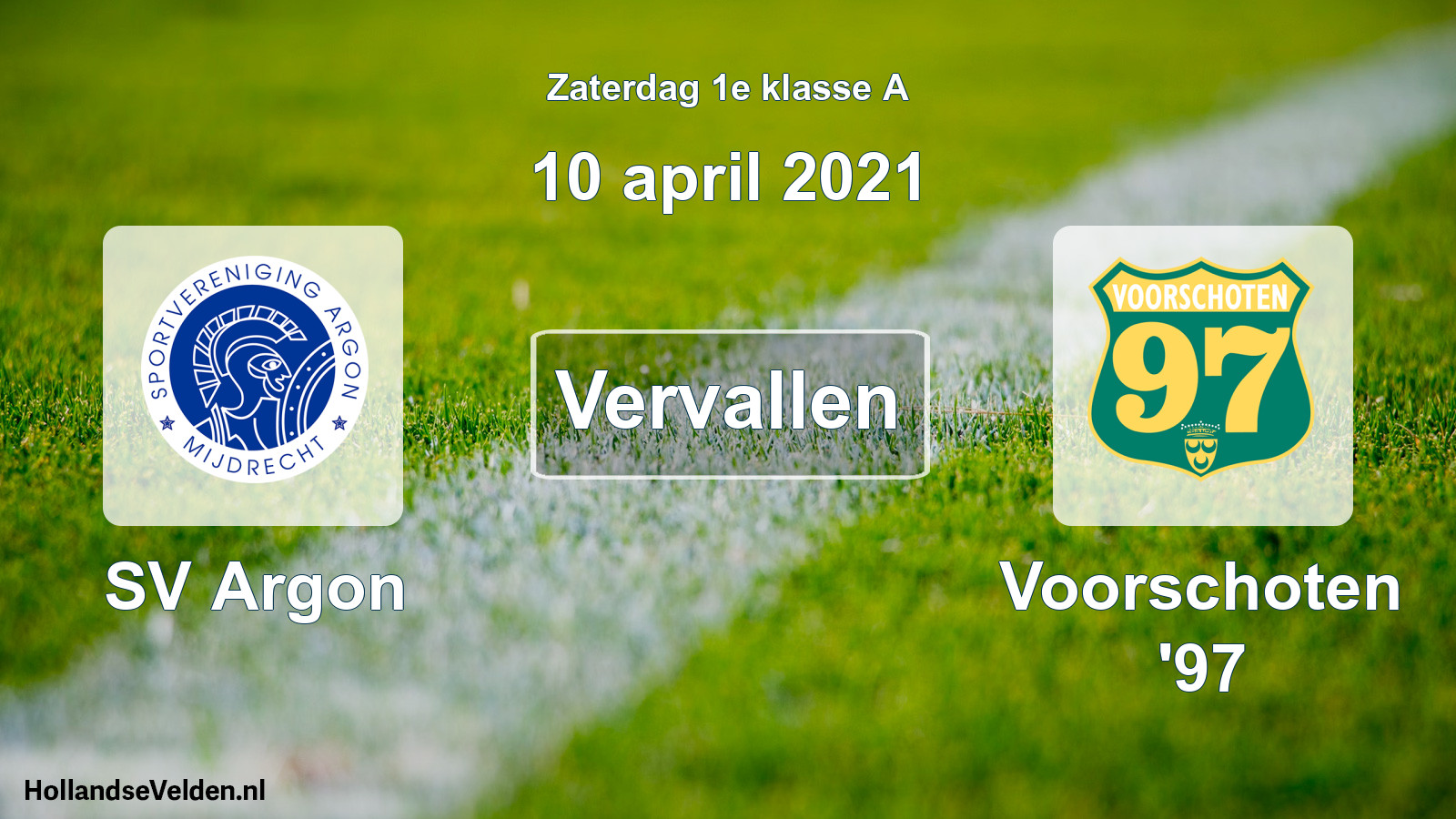 Scheduled Match: SV Argon - Voorschoten '97 (10 April 2021)