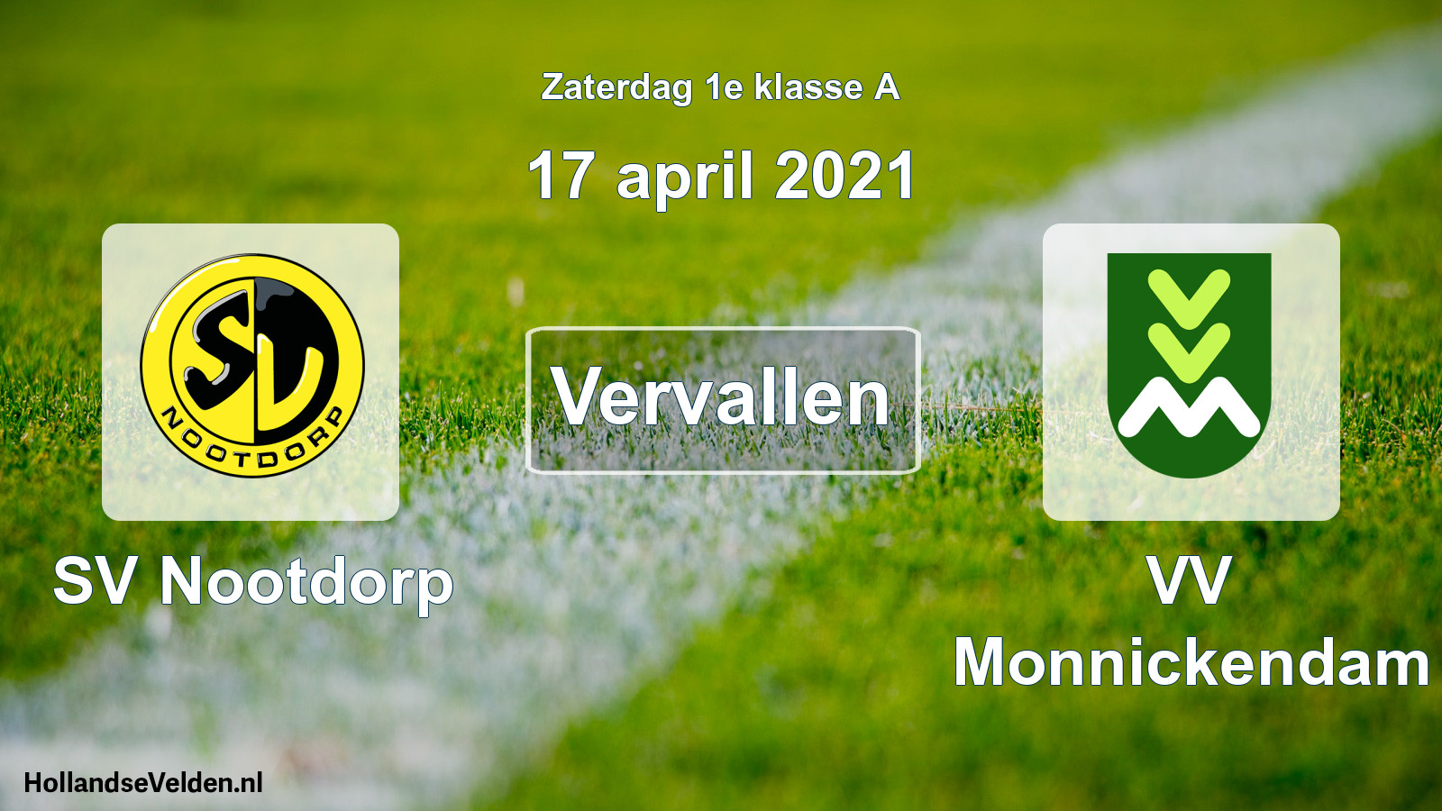 Scheduled Match: SV Nootdorp - VV Monnickendam (17 April 2021)