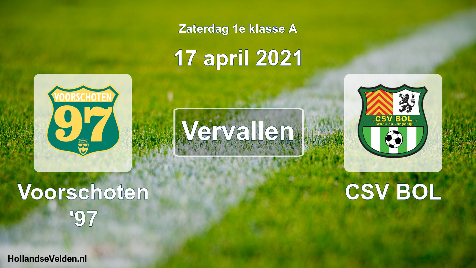 Scheduled Match: Voorschoten '97 - CSV BOL (17 April 2021)