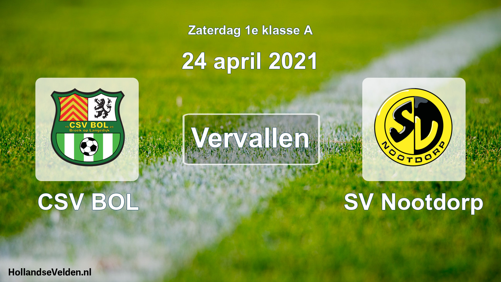 Scheduled Match: CSV BOL - SV Nootdorp (24 April 2021)
