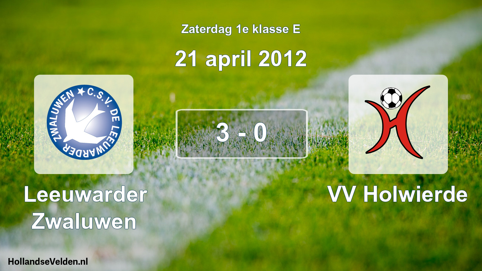 Total number of matches played: Leeuwarder Zwaluwen - VV Holwierde 3 - 0 (21 April 2012)