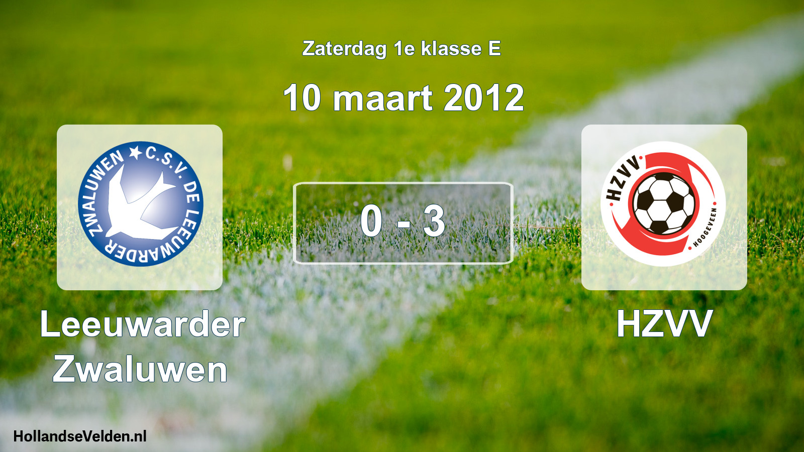 Total number of matches played: Leeuwarder Zwaluwen - HZVV 0 - 3 (10 March 2012)
