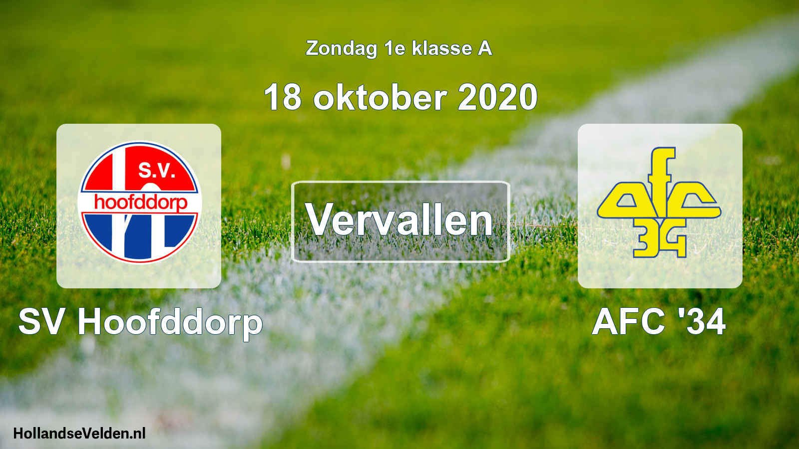 Scheduled Match: SV Hoofddorp - AFC '34 (18 October 2020)