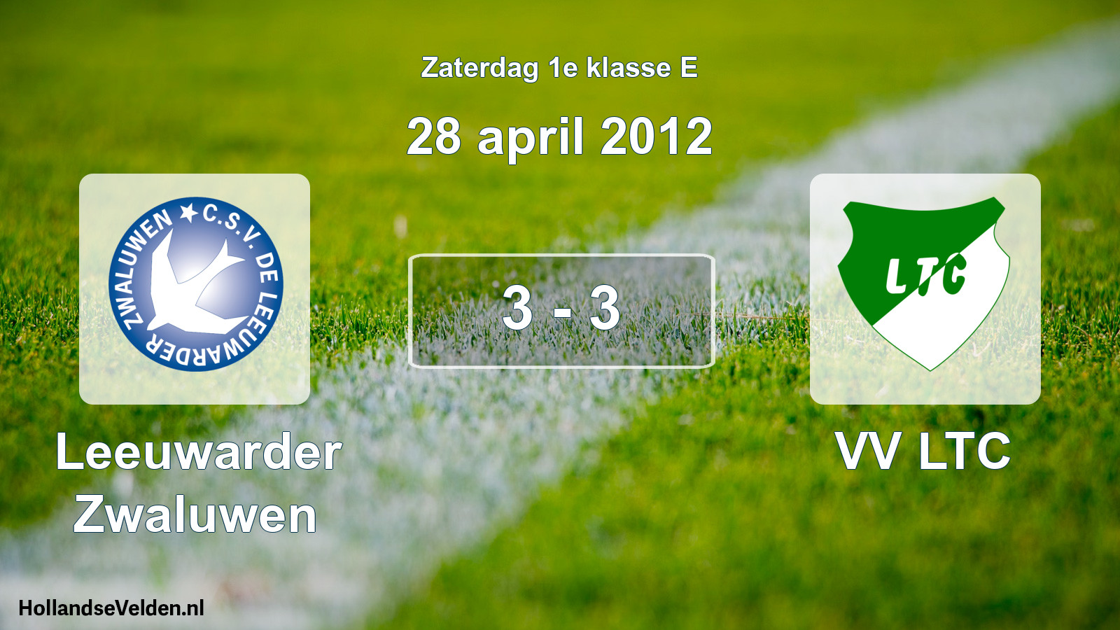 Total number of matches played: Leeuwarder Zwaluwen - VV LTC 3 - 3 (28 April 2012)