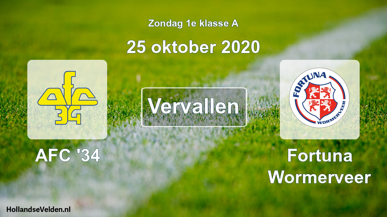 Scheduled Match: AFC '34 - Fortuna Wormerveer (25 October 2020)