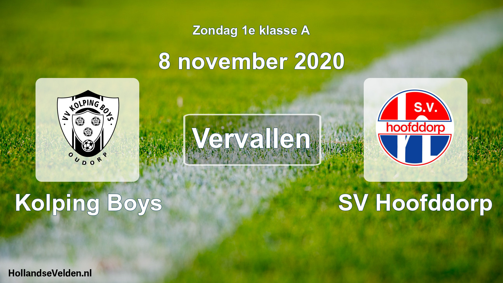 Scheduled Match: Kolping Boys - SV Hoofddorp (8 November 2020)