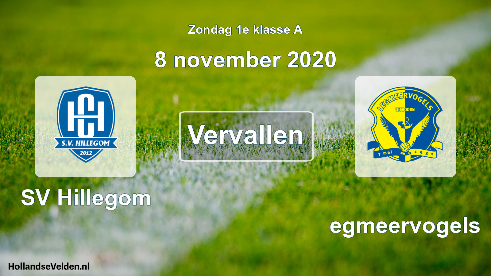 Scheduled Match: SV Hillegom - Legmeervogels (8 November 2020)