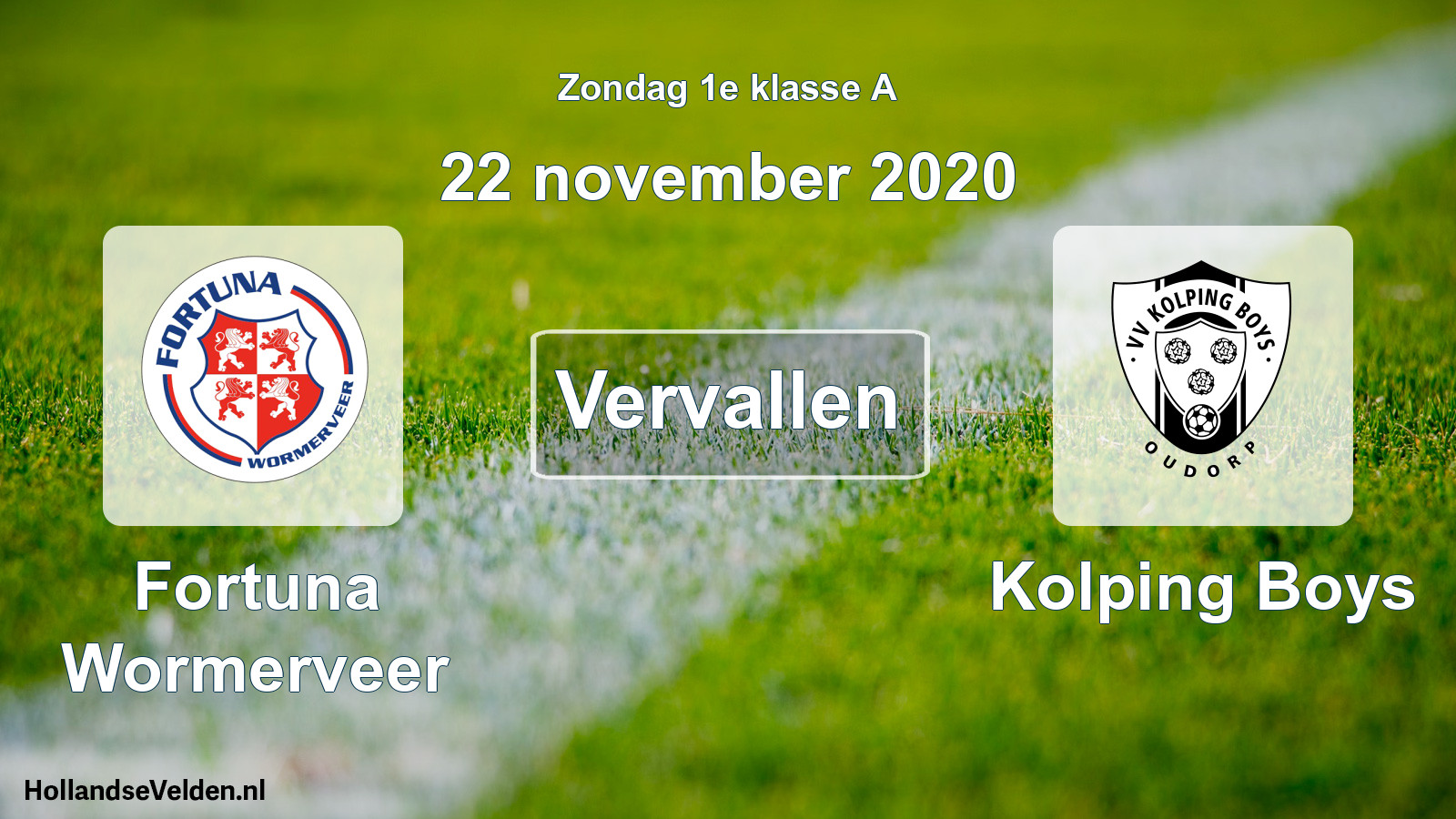 Scheduled Match: Fortuna Wormerveer - Kolping Boys (22 November 2020)