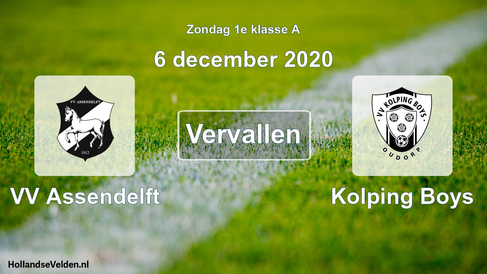 Scheduled Match: VV Assendelft - Kolping Boys (6 December 2020)